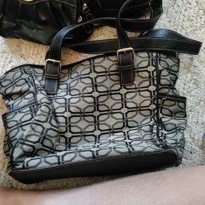 Gray and black purse